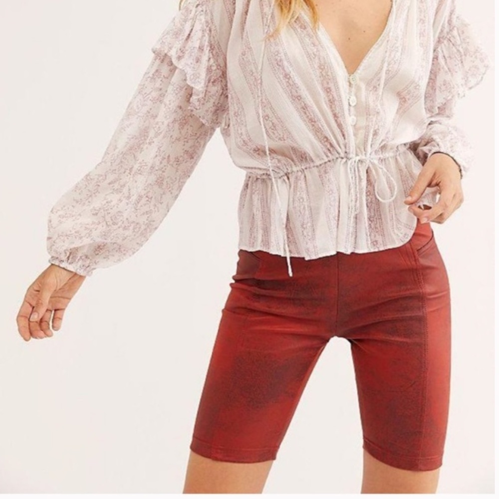 Free People New Faux Suede Bike Shorts Red XS